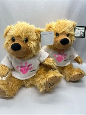 Handmade by God Noah Plush Bear - Pair, Yellow & White